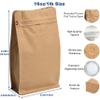 100 Count 16oz/1lb Kraft Paper Coffee Bags - High Barrier Kraft & Foil Liner - Flat Bottom Coffee Pouches with Degassing Valve, Rsealable Zipper & Easy Open Tape (100pcs) view 2