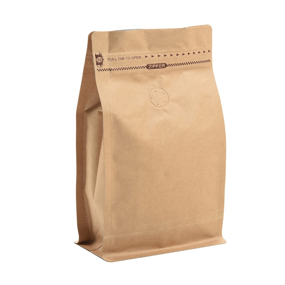 100 Count 0.25 lb Kraft Paper Coffee Bags - High Barrier Kraft & Foil Liner - Flat Bottom Coffee Pouches with Degassing Valve, Food Storage Bags with Rsealable Zipper & Easy Open Tape (100pcs,