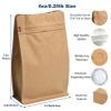 100 Count 0.25 lb Kraft Paper Coffee Bags - High Barrier Kraft & Foil Liner - Flat Bottom Coffee Pouches with Degassing Valve, Food Storage Bags with Rsealable Zipper & Easy Open Tape (100pcs, view 2