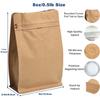 100 Count 0.5 lb Kraft Paper Coffee Bags - High Barrier Kraft & Foil Liner - Flat Bottom Coffee Pouches with Degassing Valve, Food Storage Bags with Rsealable Zipper & Easy Open Tape (100, 8oz/lb) view 2