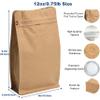 100 Count 12 Ounces Kraft Paper Coffee Bags - High Barrier Kraft & Foil Liner - Flat Bottom Coffee Pouches with Degassing Valve, Food Storage Bags with Rsealable Zipper & Easy Open Tape (100pcs, view 2