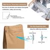 100 Count 12 Ounces Kraft Paper Coffee Bags - High Barrier Kraft & Foil Liner - Flat Bottom Coffee Pouches with Degassing Valve, Food Storage Bags with Rsealable Zipper & Easy Open Tape (100pcs, view 4