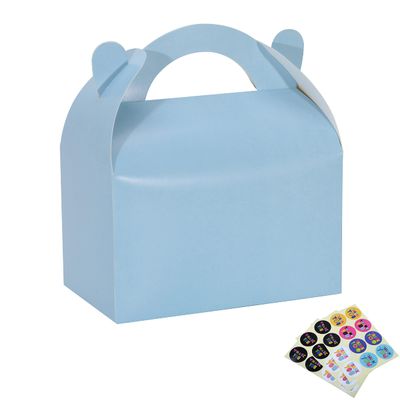 Bssay 30 Pack Party Favor Treat Boxes,Goodie Boxes,Gable Paper Gift Boxes with Handles Perfect for Birthday Party,Wedding,Christmas,Baby Shower 6.5 x 4 x 4 Inches (Blue)