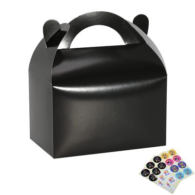 Bssay 30 Pack Party Favor Treat Boxes,Goodie Boxes,Gable Paper Gift Boxes with Handles Perfect for Birthday Party,Wedding,Christmas,Baby Shower 6.5 x 4 x 4 Inches (Black)
