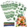 LEOSINDA 100 Pcs Clear Cellophane Treat Bags, 6 X10 Inches Hawaiian Palm Leaf Cellophane Cookie Bags for Gift Wrapping,Packaging Candies,Dessert,Bakery, Candy, Chocolate,Party Decorations view 1