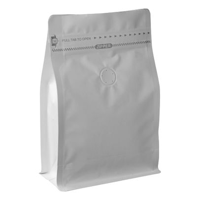 50 Count 8 Ounces White Kraft Paper Coffee Bags - High Barrier Aluminium Foil Liner - Flat Bottom Coffee Pouches with Degassing Valve, Food Storage Bags with Rsealable Zipper & Easy Open Tape (50pcs, 8oz/0.5lb)