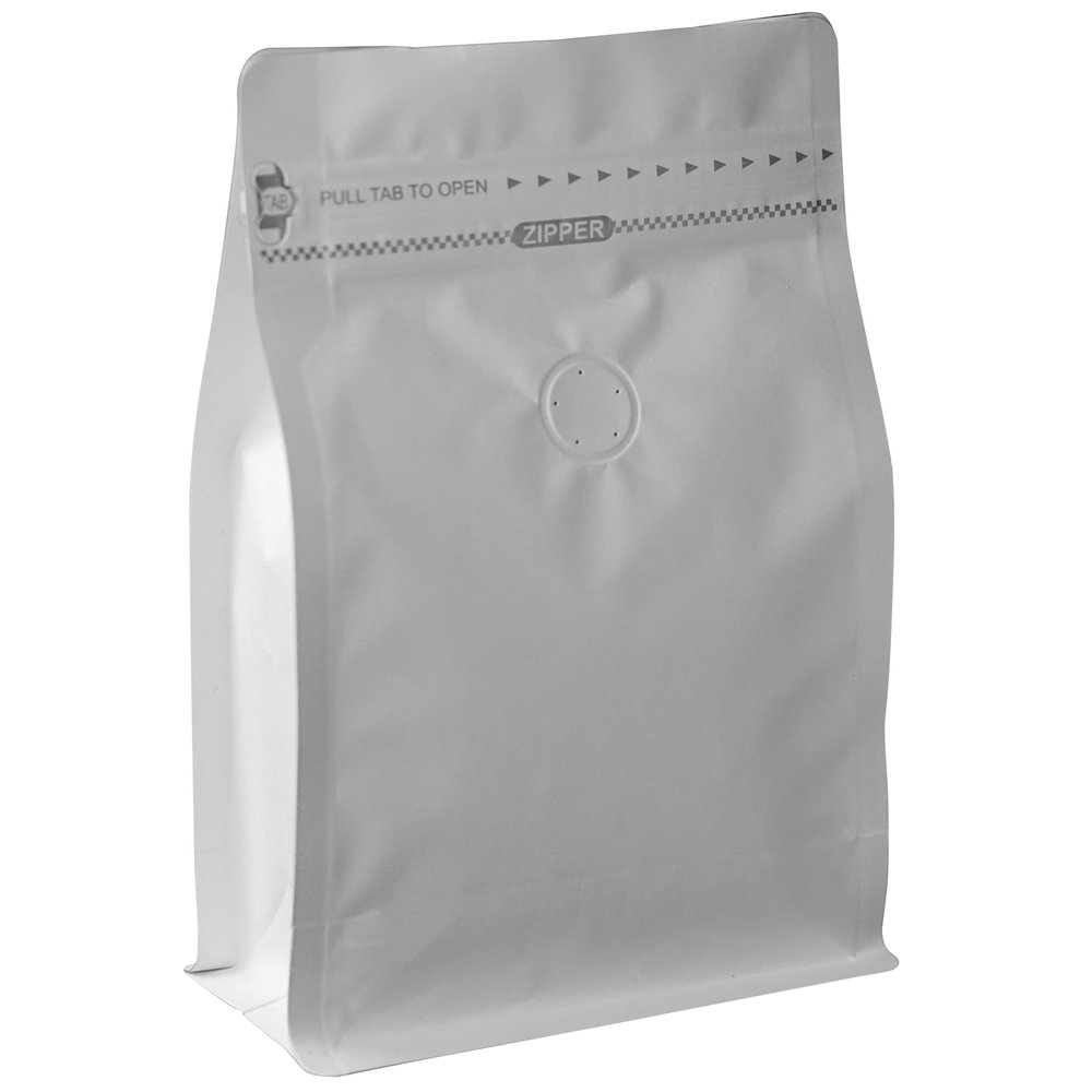 100 Count 4 Ounce White Kraft Paper Coffee Bags - High Barrier Aluminium Foil Liner - Flat Bottom Coffee Pouches with Degassing Valve, Food Storage Bags with Rsealable Zipper & Easy Open Tape (100pcs, 4oz/0.25lb)