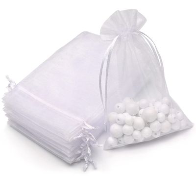 Akstore 50Pcs 4"x6"(10x15cm) Sheer Drawstring Organza Jewelry Pouches Wedding Party Christmas Favor Gift Bags (White, 4x6)