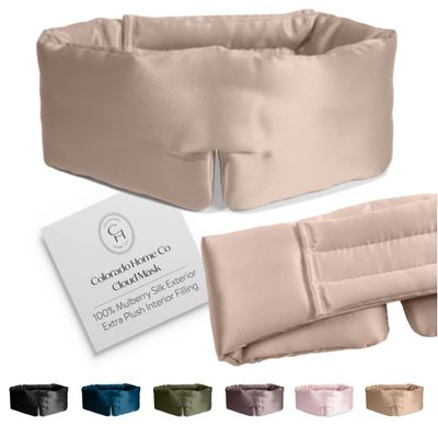SUNDAYSILKS | Adjustable Silk Sleep Mask for Side Sleeper | Cloud-Like Comfort, Weighted for Deep Sleep | Soft Sleep Face Mask for Women & Men, Full Blackout, Cooling Silk Eye Mask for Sleeping