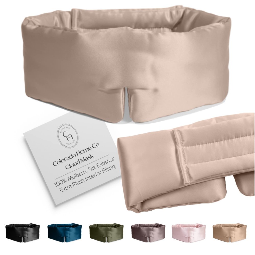 SUNDAYSILKS | Adjustable Silk Sleep Mask for Side Sleeper | Cloud-Like Comfort, Weighted for Deep Sleep | Soft Sleep Face Mask for Women & Men, Full Blackout, Cooling Silk Eye Mask for Sleeping