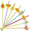 24pcs Cinco De Mayo Fiesta Theme Beverage Cocktail Straws for Mexico Fiesta Taco Party Supplies Party Favor with 2 Pieces Straw Cleaning Brushes, 6 Colors Straws view 1
