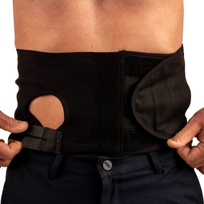 Safe n' Simple Ostomy Hernia Support Belt - 8" X-Small - Black - Hernia Belt With Adjustable Right Hole For Men And Women - Colostomy Support Products