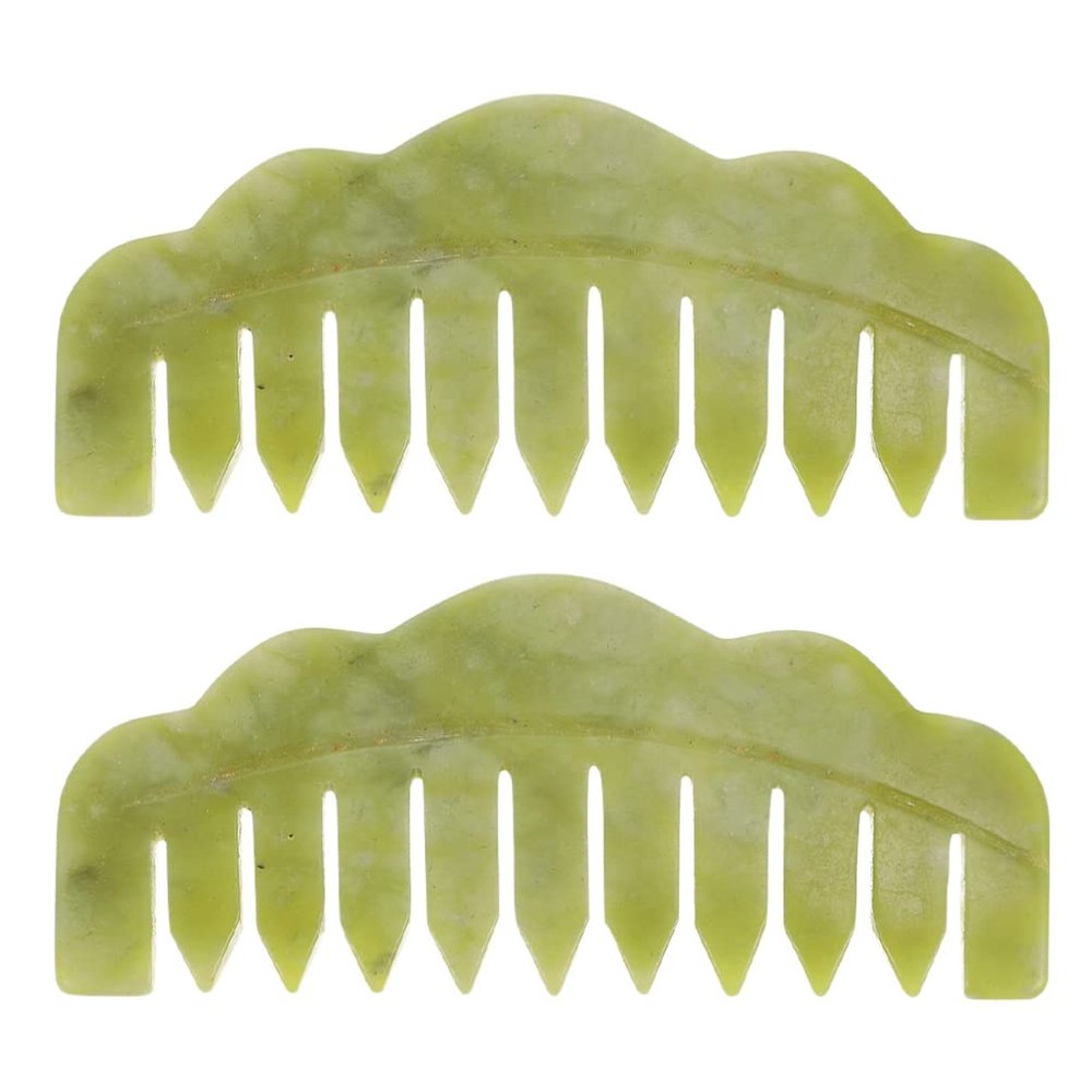 OSALADI Jade Hair Comb Scalp Massager 3.93 Inch Natural Jade Massage Tool Anti-Static Hair Care Comb for Relaxation and Scalp Stimulation