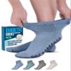 Diabetic Socks with Grips for Women and Men - 4 Pair | Green , Gray , Blue , Tan | Diabetic Ankle Socks | Gripper Socks | Neuropathy socks | Slipper Socks | Hospital Socks | Pregnancy Socks view 1