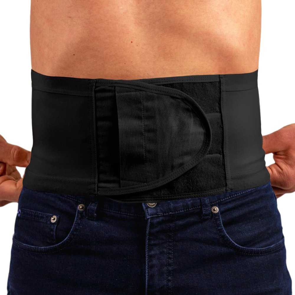 Safe n' Simple Ostomy Hernia Support Belt - 8" X-Small - Black - Hernia Belt Without Hole For Men And Women - Colostomy Support Products