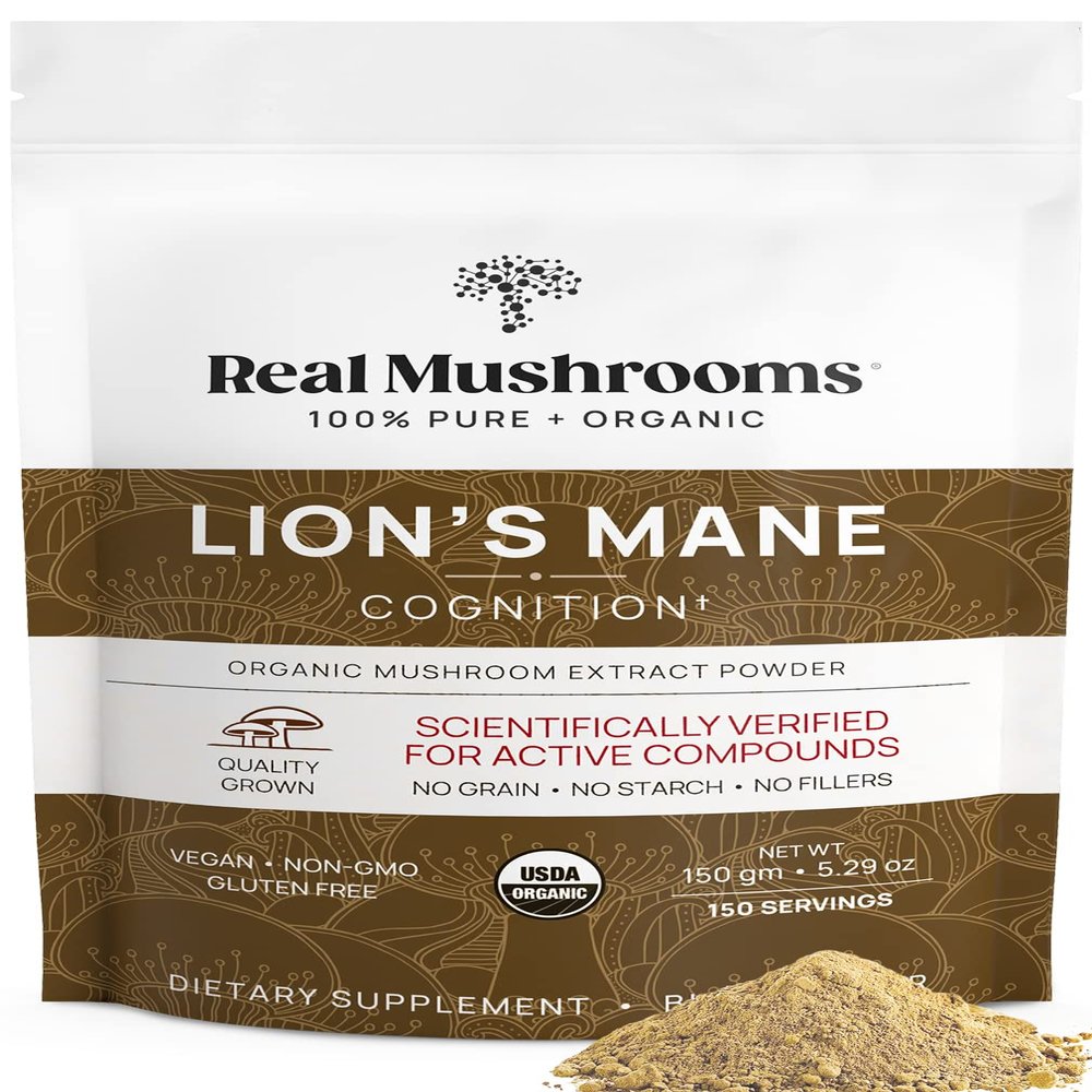 Real Mushrooms Lions Mane Supplement Powder - Organic Lions Mane Extract - Functional Mushrooms with Verified Beta Glucans Functional Blend Non-GMO, Vegan with 150 Servings