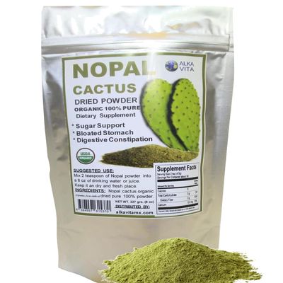 ALKA VITA Nopal Cactus Organic 100% Pure Dried Powder Vegan Nutritional Food for Healthy Digestion 1/2 Lb. Bag