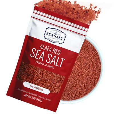 Alaea Red Salt Infused with Mineral-Rich Alaea Clay  Coarse Crystal Red Hawaiian Salt That Adds Color to Any Dish for Natural Finishing Use  5 oz Bag
