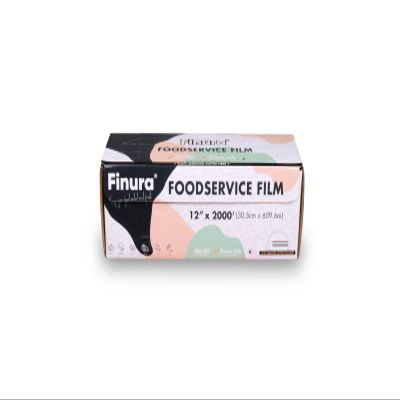 Finura Foodservice Plastic Wrap Film, Serrated Cutter, BPA Free, Antifog, Optimum Cling, Microwave and Freezer Safe, for Home & Kitchen 2000 ft (sq. ft.) (12 in x 2000 ft)