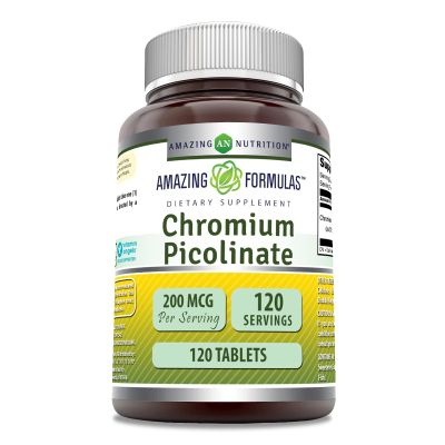 Amazing Formulas Chromium Picolinate Supplement | 200 Mcg Per Serving | Tablets | Non-GMO | Gluten Free | Made in USA (120 Count)