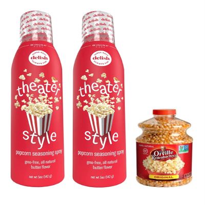 Bundle Winona Pure Popcorn Butter Theater Style 5 Ounces and Orville Gourmet Popping Corn 30 oz (3 Pack)
