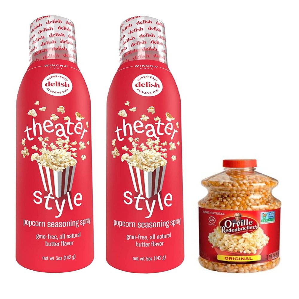Bundle Winona Pure Popcorn Butter Theater Style 5 Ounces and Orville Gourmet Popping Corn 30 oz (3 Pack)