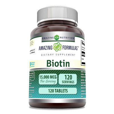 Amazing Formulas Biotin Supplement | 15000 Mcg Per Serving | 120 Tablets | Non-GMO | Gluten Free | Made in USA