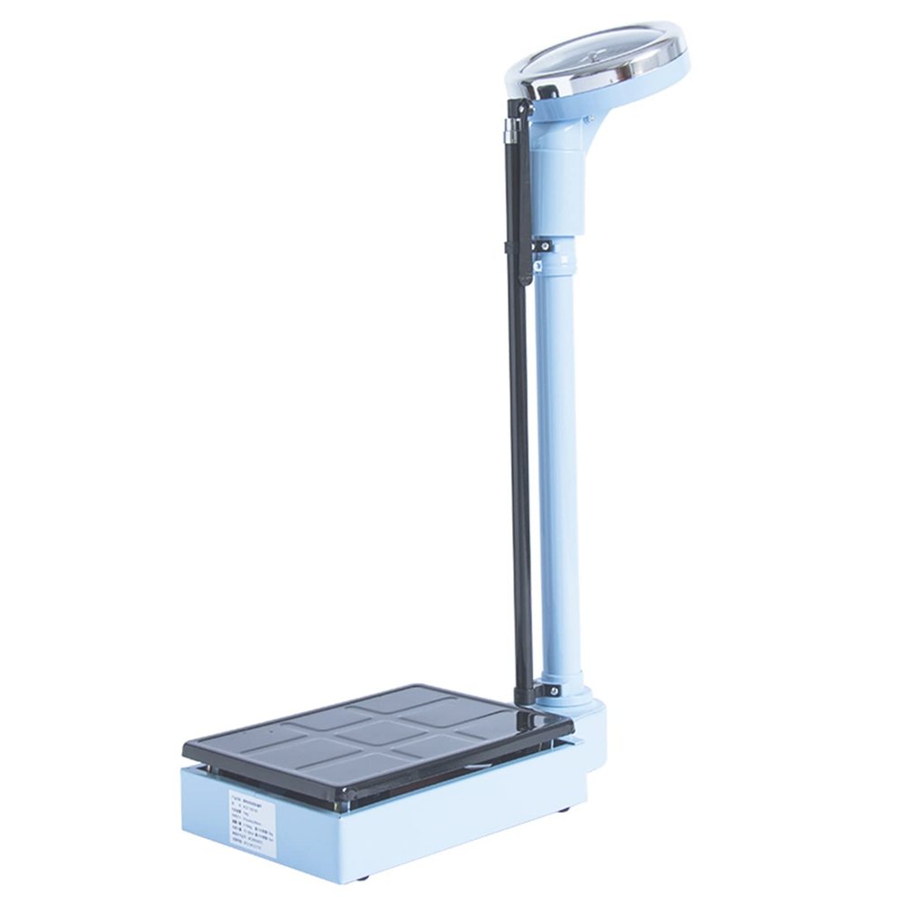 Height and Weight Scale/Bathroom Scale Mechanical/Mechanical Column Scale,with Adjustable Height Rod,Easy to Read ,DisplayOversized Dial,Telescopic Pole 190cm,Weighing Range 120kg ( Color : Blue )