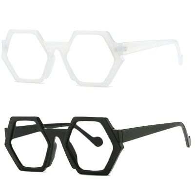 2pcs Hexagon Reading Glasses for Women to Look Stylish with Clear Vision - All Face Shape Sturdy Readers For Women (black+white, 1, multiplier_x)
