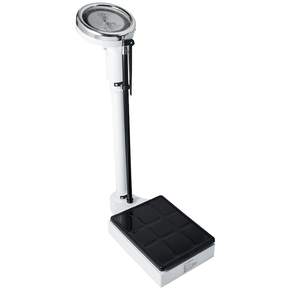 Height and Weight Scale/Bathroom Scale Mechanical/Mechanical Column Scale,with Adjustable Height Rod,Easy to Read ,DisplayOversized Dial,Telescopic Pole 190cm,Weighing Range 120kg ( Color : White )