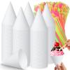 Eaasty 400 Pcs Snow Cone and Straws Cone Cups 4.5 oz Spoon Straws Disposable Paper Cups Straw Spoon for Slush Shaved Ice Cream Sorbet Water (White) view 1
