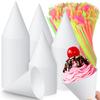 Eaasty 200 Pcs Snow Cone and Straws Cone Cups 4.5 oz Spoon Straws Disposable Paper Cups Straw Spoon for Slush Shaved Ice Cream Sorbet Water (White) view 1