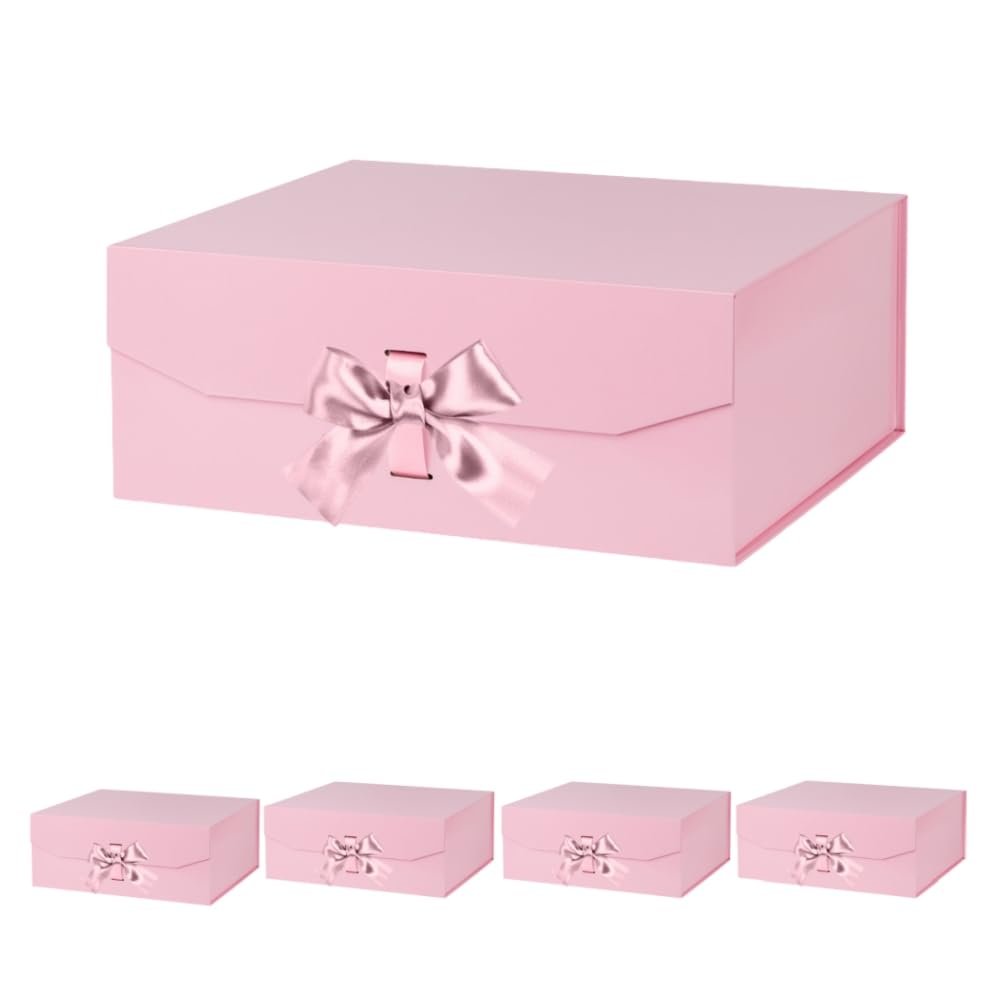 GoooodGift Large Gift Box 13x11x5.3 Inches, Pink Gift Boxes for Presents with Magnetic Closure Lid, Luxury Gift Box Rectangle Collapsible Boxes for Gift Packaging