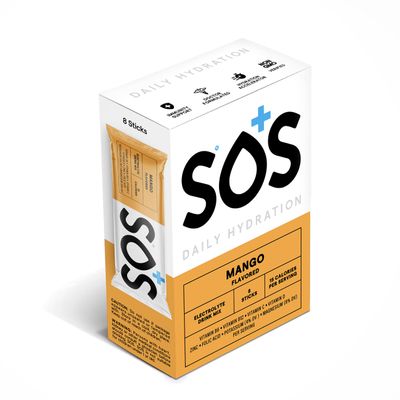 SOS Hydration Electrolyte Powder Sticks | Low Sugar Rapid Hydration | Keto Friendly (8 Servings, Mango)