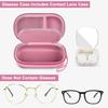 GWCASE Portable 2 in 1 Contact Lens Case and Glasses Case, Traveling Cases Bag Box Holder with Soak Storage Kit Included Built-in Mirror, Tweezer, Contact Lens Solution Bottle and Hand Strap-Pink view 2