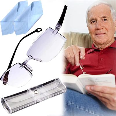 Anti Blue Light Reading Glasses for Women and Men, Sapphire High Hardness Intelligent Dual Focus Reading Glasses (Color : Blue, Size : 2.00)