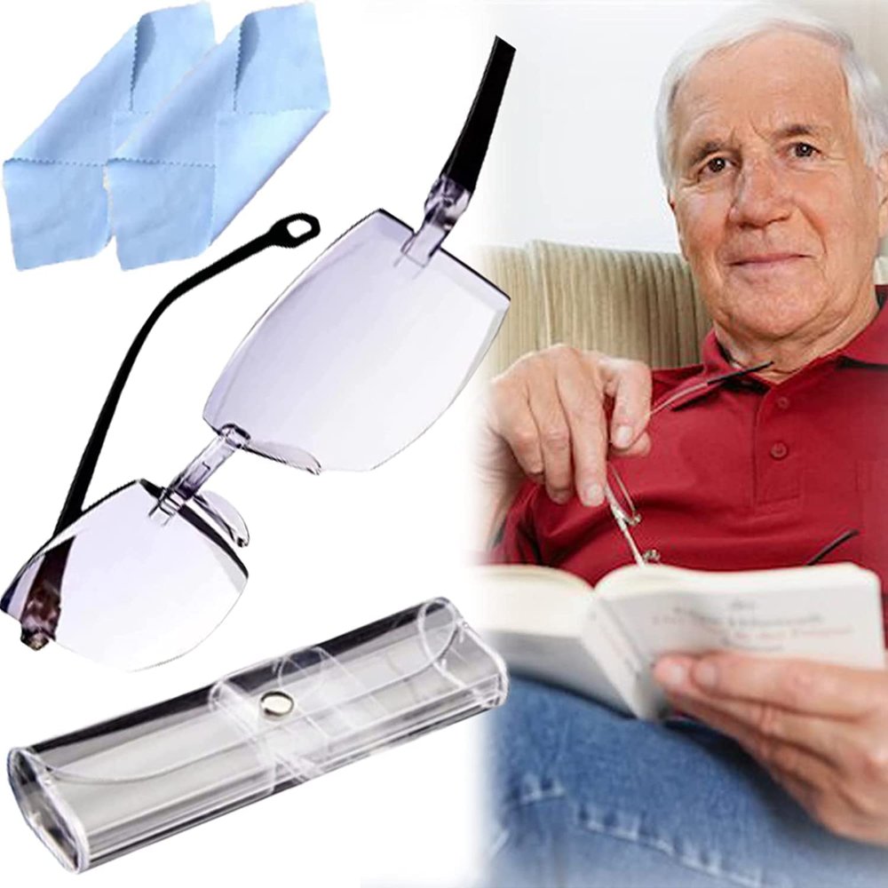 Anti Blue Light Reading Glasses for Women and Men, Sapphire High Hardness Intelligent Dual Focus Reading Glasses (Color : Blue, Size : 2.00)