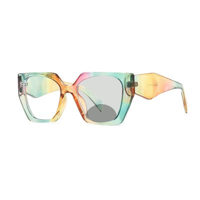 COTIA Square Photochromic Bifocal Reading Glasses for Women Men Oversized Retro Far and Near Glasses (colorful, 0, multiplier_x)