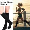Tarpop 4 Pair Zipper Compression Socks Closed Toe 20-30 Mmhg Calf Knee High Compression Stocking for Men Women Swelling Edema(Large / X-Large,Black) view 2