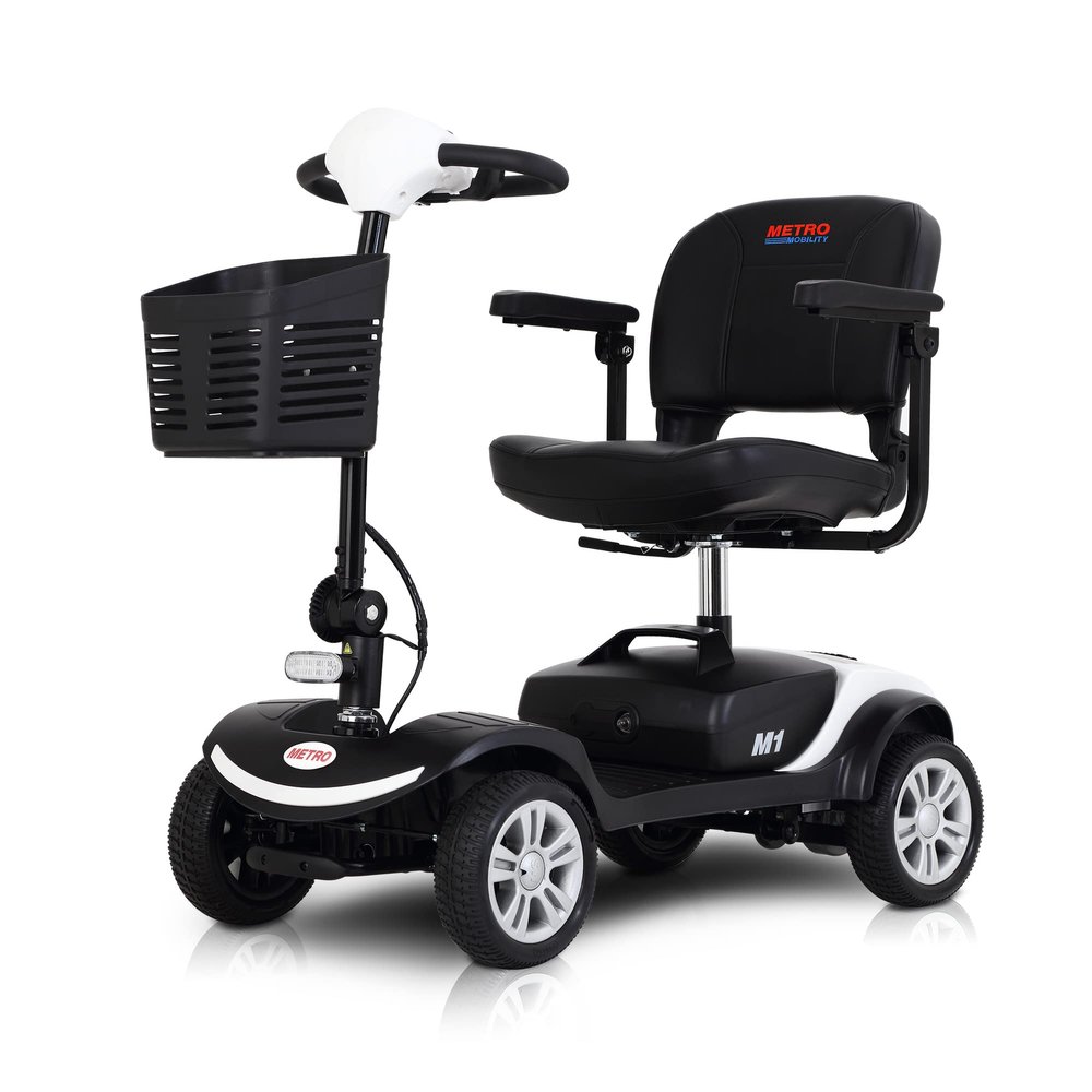 Folding Mobility Scooter for Seniors 4 Wheel Scooter for Adults Electric Medical Scooter Compact for Foldable in Boot Trunk for Traveling with Seniors (White)