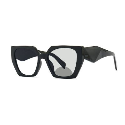 COTIA Square Photochromic Bifocal Reading Glasses for Women Men Oversized Retro Far and Near Glasses (black, 2, multiplier_x)
