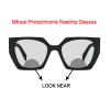 COTIA Square Photochromic Bifocal Reading Glasses for Women Men Oversized Retro Far and Near Glasses (black, 2, multiplier_x) view 2