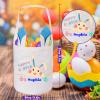 3 Pcs Personalized Easter Basket Empty, Touber Easter Baskets for Kids Easter Bunny Baskets Easter Basket with Name Custom Easter Basket Easter Gifts Baskets Easter Egg Hunt Basket view 3