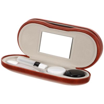 Healifty Contact Lens Case and Glasses Case, 2 in 1 Double Eyeglass Case, with Mirror Tweezers Remover, Contact Lens Storage Box for Travel