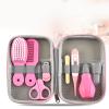 8 in 1 Infants Grooming Kit with Hair Brush Nail Clipper Nose Cleaner Finger Toothbrush Scissor for Infants Care Keep healthe and Cleanse Newborn Care for Infants Care Keep healthe and Clean(Pink) view 1