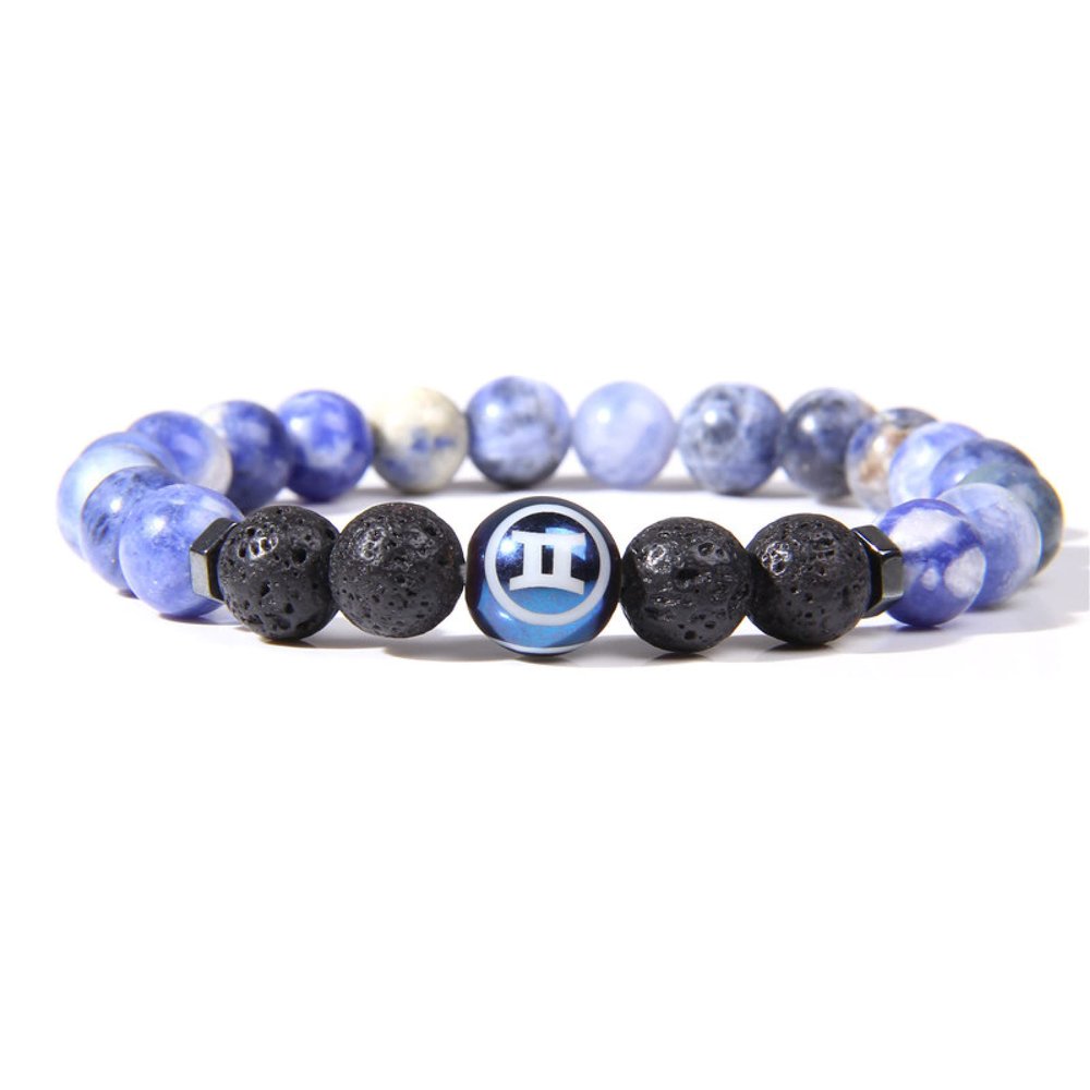 Bracelet Constellation Signs Natural Stone Beads Bracelets for Women Men Couple Horoscope Birthday Gifts,Gemini 5.21-6.21,21cm