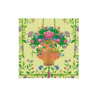 Caspari Wicker Basket Boxed Cocktail Napkins in Green - 40 Per Box