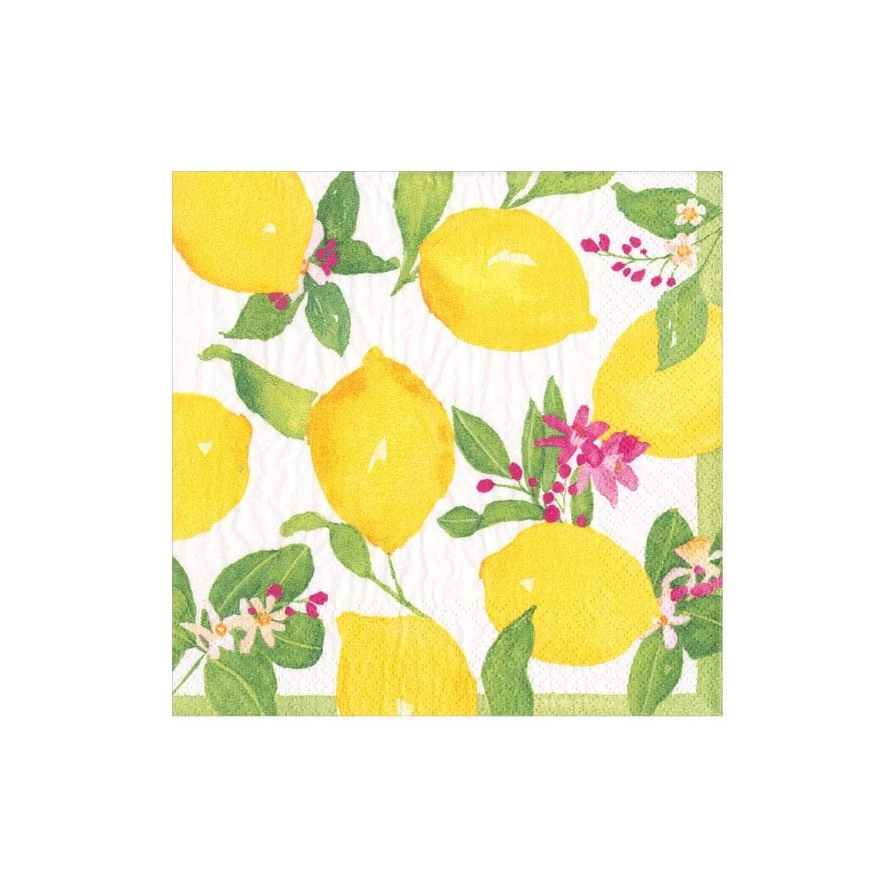 Caspari Limoncello Boxed Cocktail Napkins - 40 Per Box