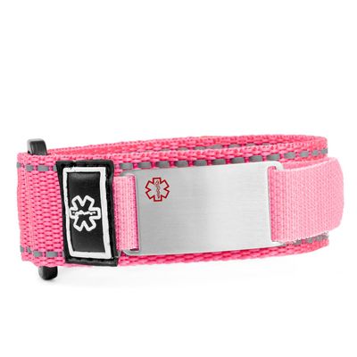 StickyJ Sport Strap Medical Alert Bracelets (Small, Pink)