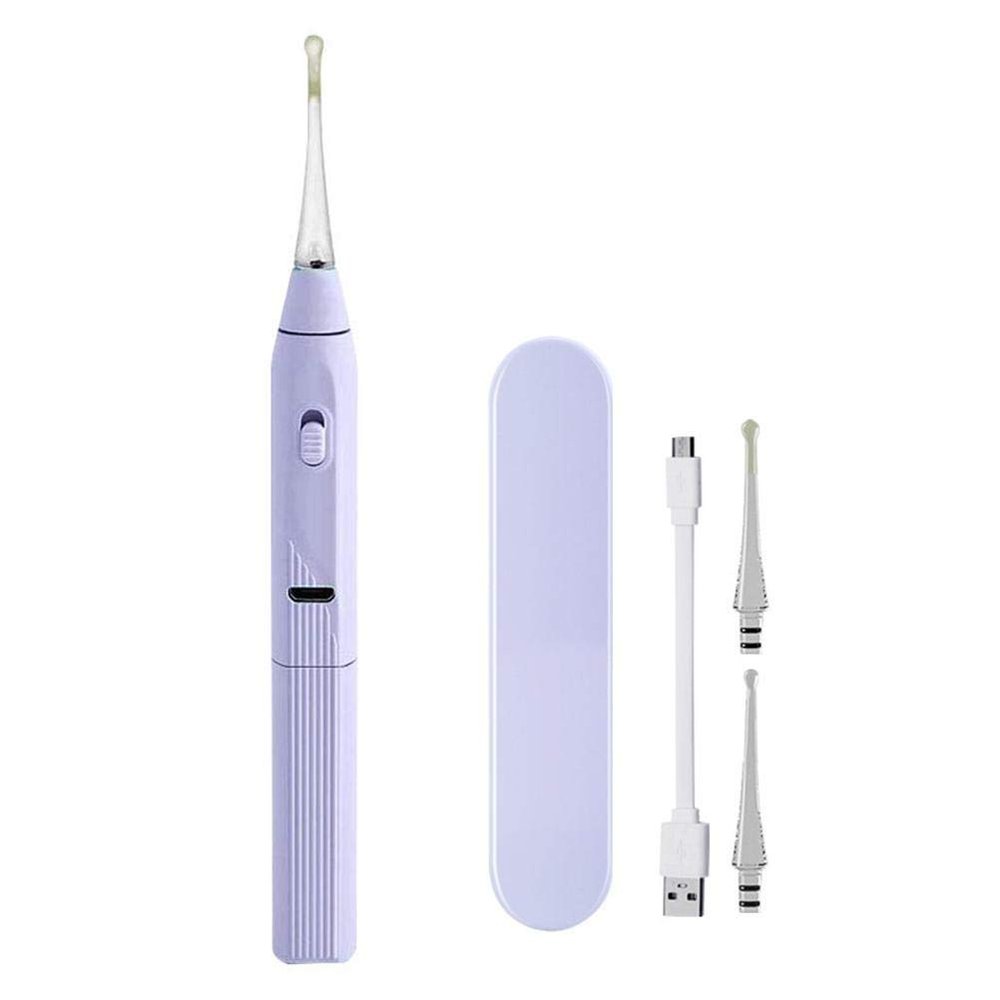 Fafeicy 16cm LED Ear Cleaner with Two Replaceable Ear Pick Heads (Soft & Hard), Spare Ear Scoops & USB Cable